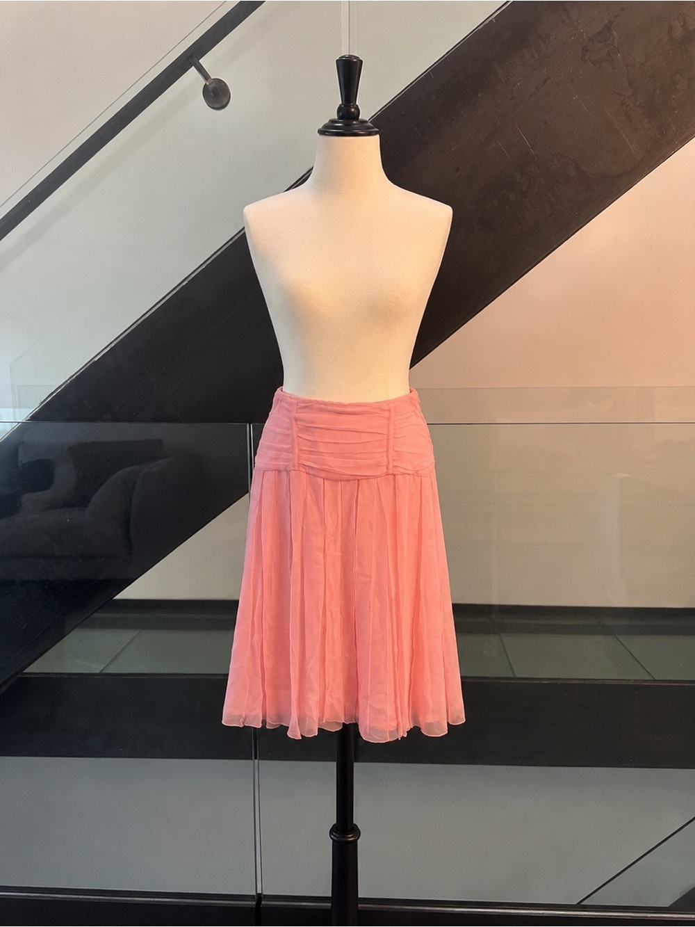 Vintage Pink Pleated Silk Handkerchief Hem Midi Skirt Y2K Boho Fairy